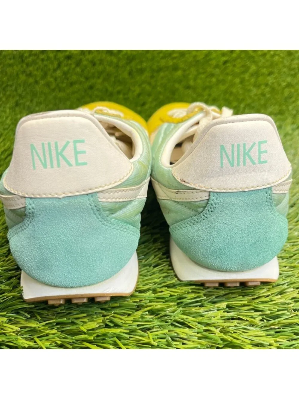 Nike Montreal Racer Womens Size 9.5 Yellow Green Athletic Tennis Shoes Sneakers